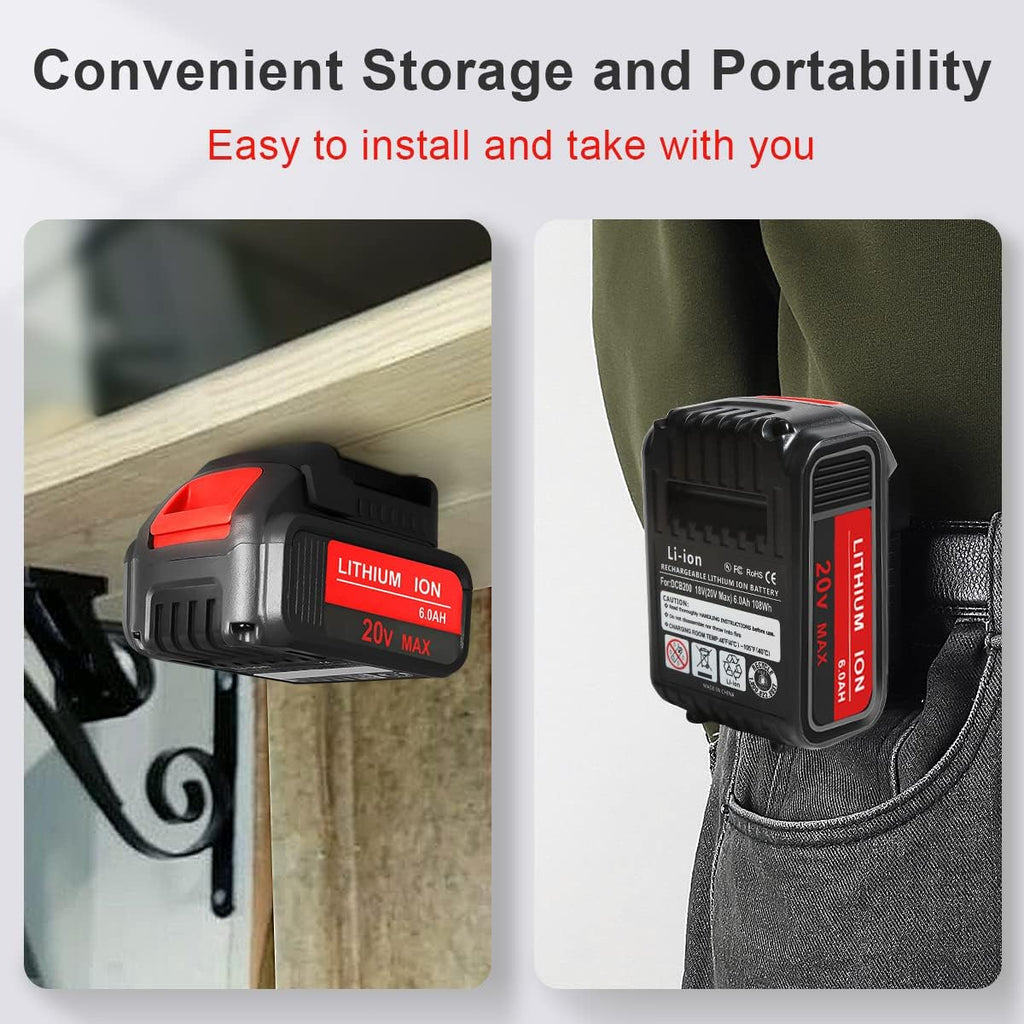 2 Packs 20V 6.0Ah Battery with LED Indicator Red S338